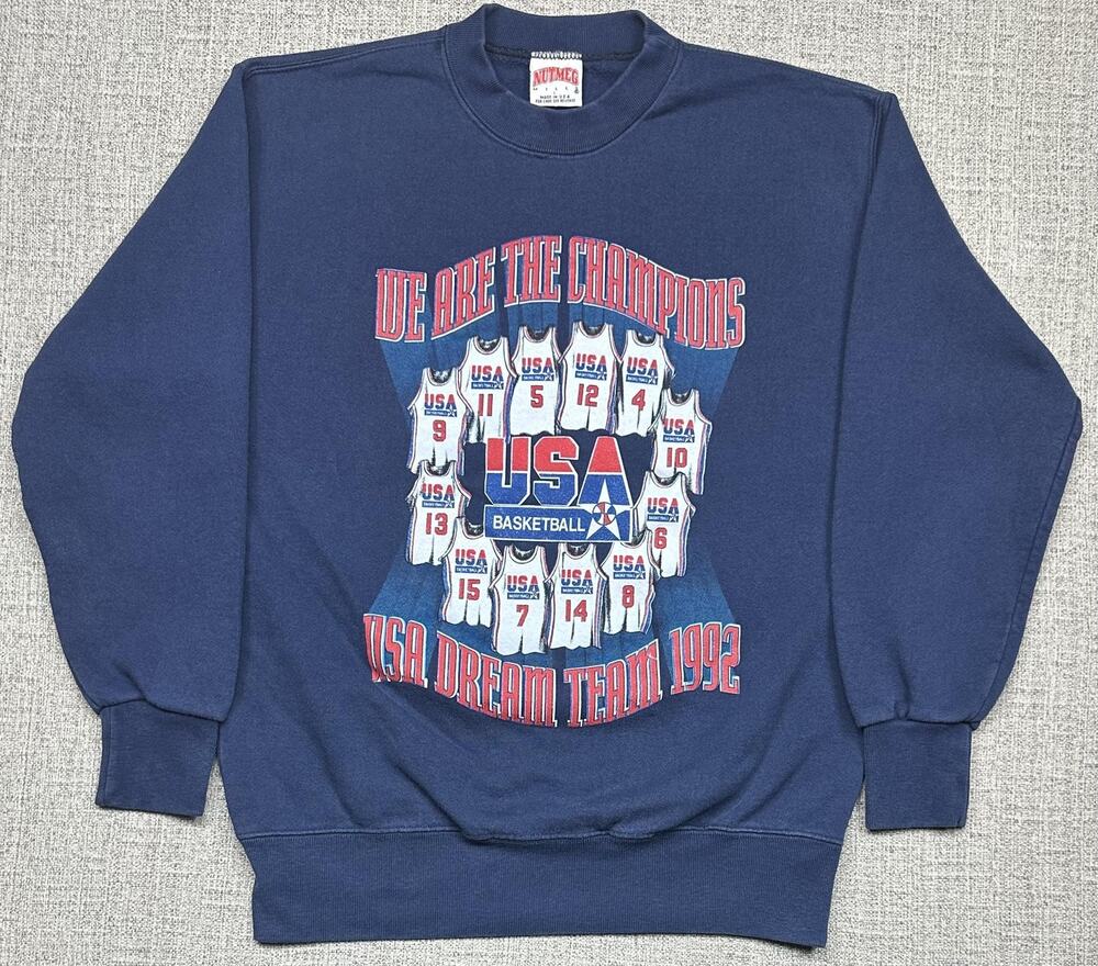 Vintage USA Basketball Sweatshirt Mens L Blue Dream Team Nutmeg Barcelona 1992
